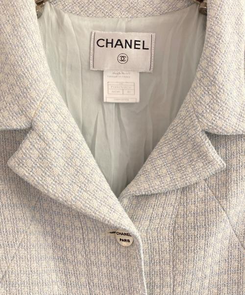 CHANEL（シャネル）CHANEL (シャネル) ツイードジャケット ライトブルー×アイボリー サイズ:40の古着・服飾アイテム