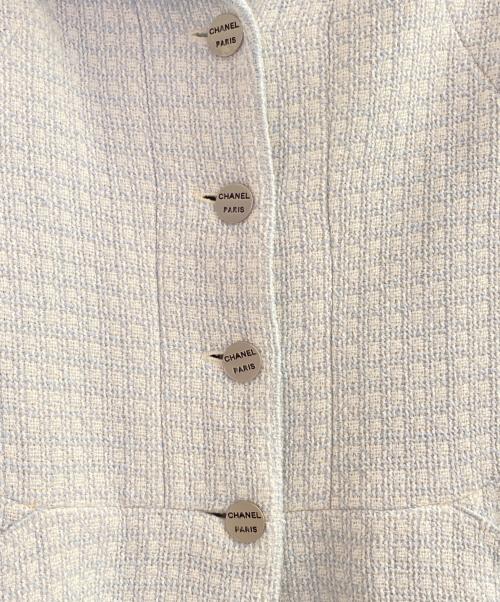 CHANEL（シャネル）CHANEL (シャネル) ツイードジャケット ライトブルー×アイボリー サイズ:40の古着・服飾アイテム