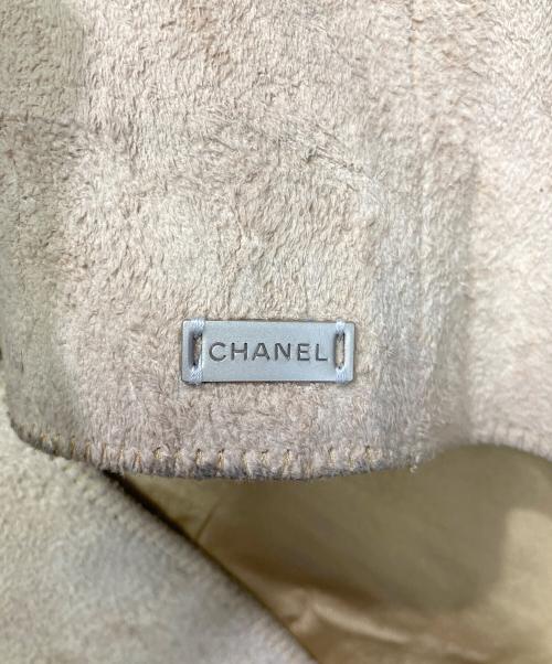 CHANEL（シャネル）CHANEL (シャネル) ノーカラーカーフスキンジャケット ベージュ サイズ:36の古着・服飾アイテム