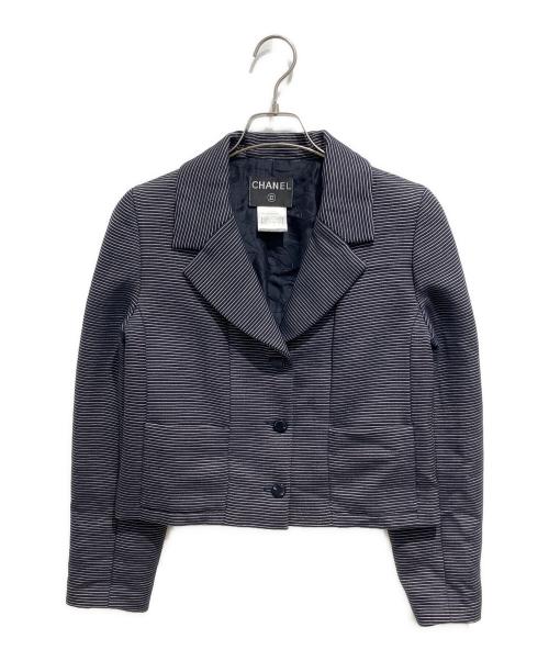 CHANEL（シャネル）CHANEL (シャネル) ウールシルクセットアップ ネイビー サイズ:JKT40　SKT38の古着・服飾アイテム