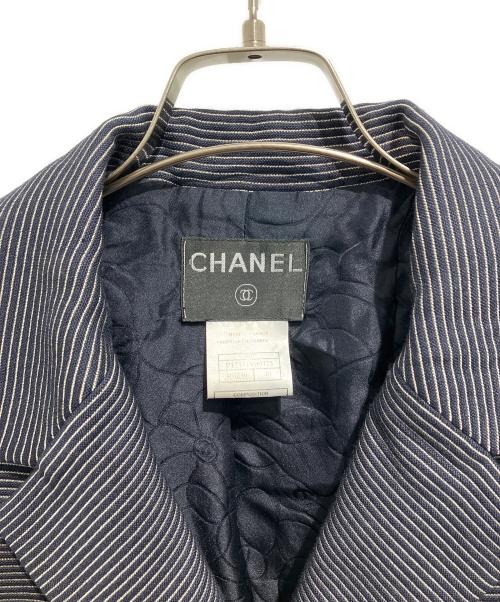 CHANEL（シャネル）CHANEL (シャネル) ウールシルクセットアップ ネイビー サイズ:JKT40　SKT38の古着・服飾アイテム
