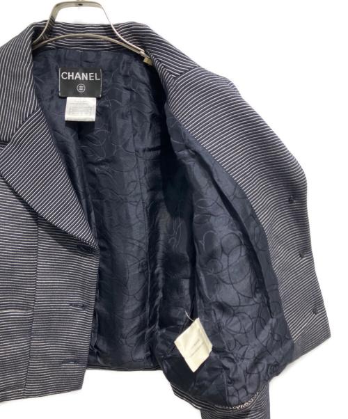 CHANEL（シャネル）CHANEL (シャネル) ウールシルクセットアップ ネイビー サイズ:JKT40　SKT38の古着・服飾アイテム