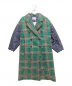 ENFOLDエンフォルド）の古着「キルティングチェックコート」｜グリーン×ネイビー