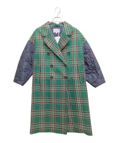 ENFOLD（エンフォルド）ENFOLD (エンフォルド) キルティングチェックコート グリーン×ネイビー サイズ:36の古着・服飾アイテム