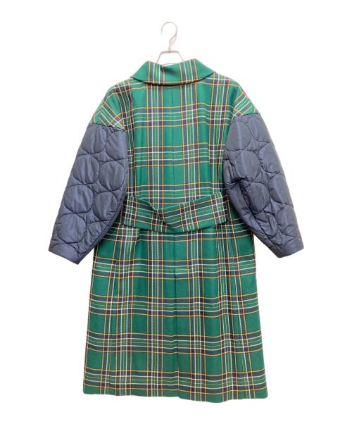 ENFOLD（エンフォルド）ENFOLD (エンフォルド) キルティングチェックコート グリーン×ネイビー サイズ:36の古着・服飾アイテム
