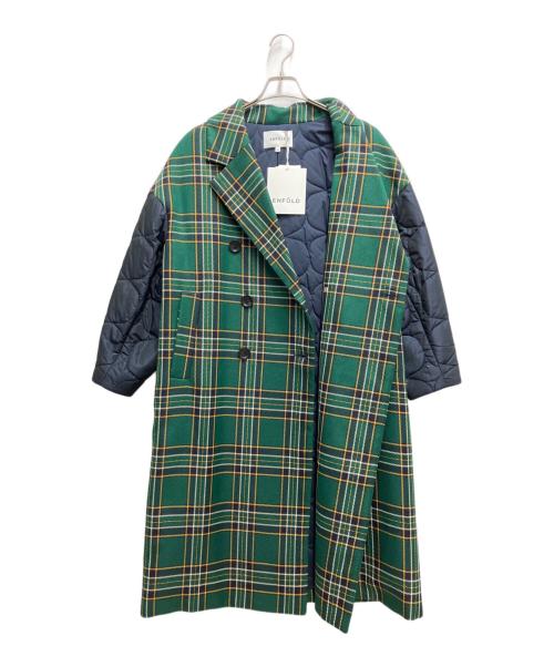 ENFOLD（エンフォルド）ENFOLD (エンフォルド) キルティングチェックコート グリーン×ネイビー サイズ:36の古着・服飾アイテム