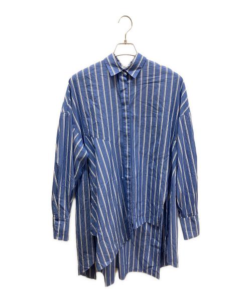 ENFOLD（エンフォルド）ENFOLD (エンフォルド) ストライプオーバーサイズシャツ ブルー サイズ:38の古着・服飾アイテム
