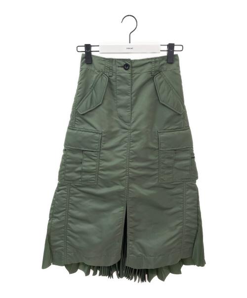 sacai（サカイ）sacai (サカイ) ナイロンツイル バックプリーツスカート オリーブ サイズ:１の古着・服飾アイテム
