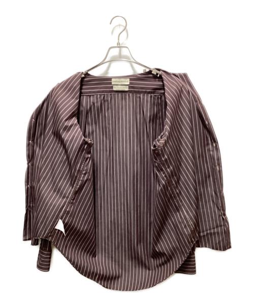 camisas manolo（カミサス マノロ）camisas manolo (カミサス マノロ) ストライプシャツ ブラウン サイズ:46の古着・服飾アイテム