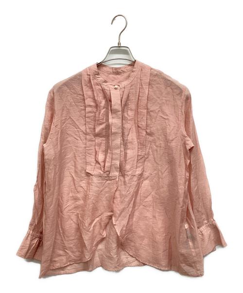 SHIPS（シップス）SHIPS (シップス) シアープリーツヨークパールモチーフボタンブラウス ピンク サイズ:Freeの古着・服飾アイテム