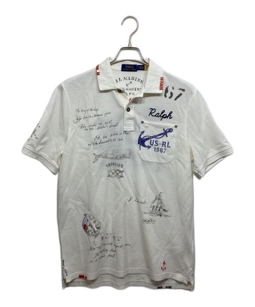 POLO RALPH LAUREN（ポロ・ラルフローレン）POLO RALPH LAUREN (ポロ・ラルフローレン) クラシック フィット メッシュ グラフィック ポロシャツ ホワイト サイズ:Mの古着・服飾アイテム
