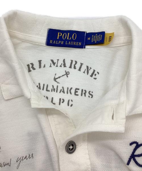 POLO RALPH LAUREN（ポロ・ラルフローレン）POLO RALPH LAUREN (ポロ・ラルフローレン) クラシック フィット メッシュ グラフィック ポロシャツ ホワイト サイズ:Mの古着・服飾アイテム