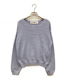 Rie miller（リエ ミラー）の古着「テープヤーンボートネックプルオーバーニット」｜ブルー