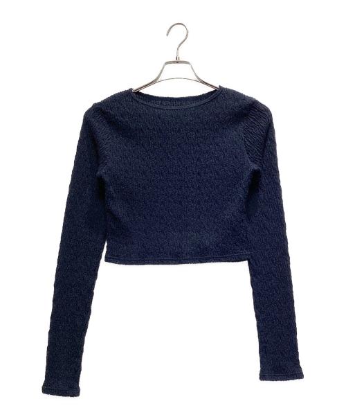 TO UNITED ARROWS（トゥーユナイテッドアローズ）TO UNITED ARROWS (トゥーユナイテッドアローズ) プリーツ L/SL カットソー ネイビー サイズ:FREE 未使用品の古着・服飾アイテム