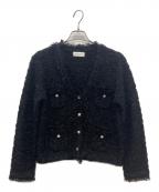 La boutique BonBonラブティックボンボン）の古着「ファンシーツイードニットカーディガン」｜ブラック