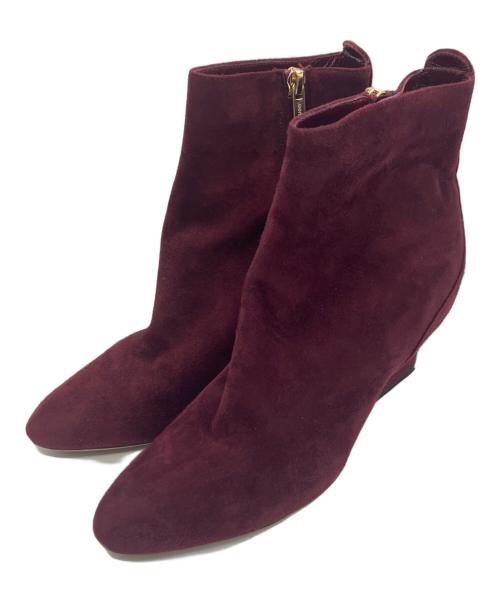 JIMMY CHOO（ジミーチュウ）JIMMY CHOO (ジミーチュウ) スウェードショートブーツ ボルドー サイズ:37の古着・服飾アイテム