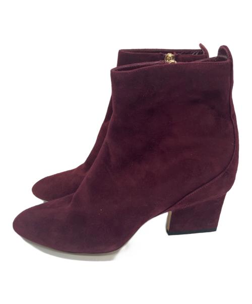JIMMY CHOO（ジミーチュウ）JIMMY CHOO (ジミーチュウ) スウェードショートブーツ ボルドー サイズ:37の古着・服飾アイテム