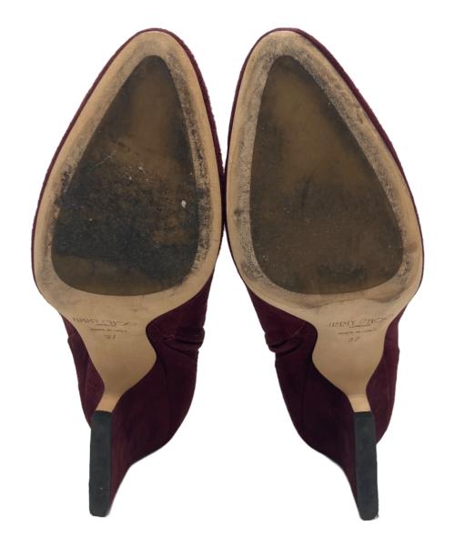JIMMY CHOO（ジミーチュウ）JIMMY CHOO (ジミーチュウ) スウェードショートブーツ ボルドー サイズ:37の古着・服飾アイテム