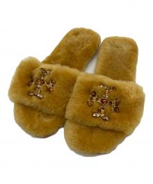 TORY BURCH（トリーバーチ）の古着「JEWELED SHEARLING SLIDE　ジュエルド シアリング スライド」｜イエロー