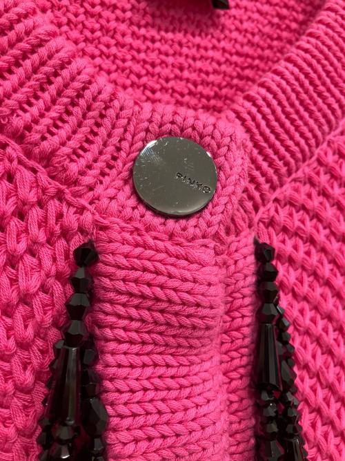 PINKO（ピンコ）PINKO (ピンコ) ビジューニットジャケットセットアップ ショッキングピンク サイズ:Sの古着・服飾アイテム