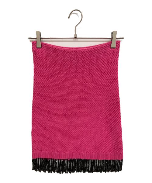 PINKO（ピンコ）PINKO (ピンコ) ビジューニットジャケットセットアップ ショッキングピンク サイズ:Sの古着・服飾アイテム