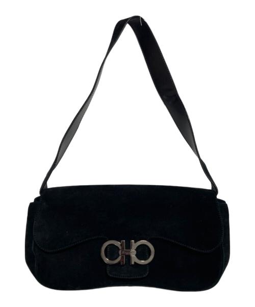 Salvatore Ferragamo（サルヴァトーレ フェラガモ）Salvatore Ferragamo (サルヴァトーレ フェラガモ) ベロアハンドバッグ ブラックの古着・服飾アイテム