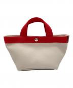 Herve Chapelierエルベシャプリエ）の古着「リュクス舟形トートバッグ」｜ベージュ×レッド