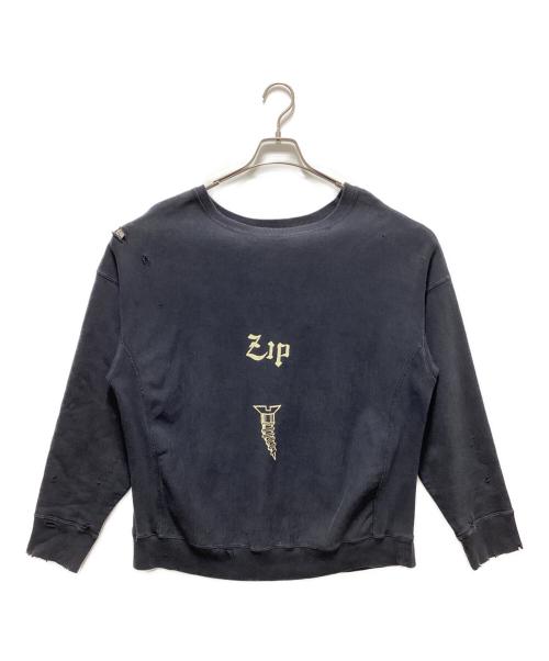 BOWWOW（バウワウ）BOWWOW (バウワウ) ZIP DAMAGED CREW SWEAT ブラック サイズ:Mの古着・服飾アイテム