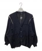 HAREハレ）の古着「BIGダメージZIPカーディガン」｜ブラック
