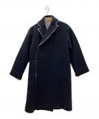 45rpm45アールピーエム）の古着「縮絨ウール二重織 コート」｜ネイビー