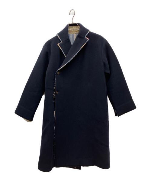 45rpm（45アールピーエム）45rpm (45アールピーエム) 縮絨ウール二重織 コート ネイビー サイズ:3の古着・服飾アイテム