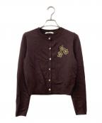 ）の古着「フラワーモチーフワンポイントカーディガン」｜ブラウン