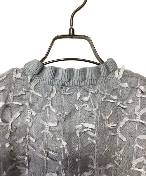 furfur（ファーファー）furfur (ファーファー) リボンマテリアルニットベスト グレー サイズ:Fの古着・服飾アイテム