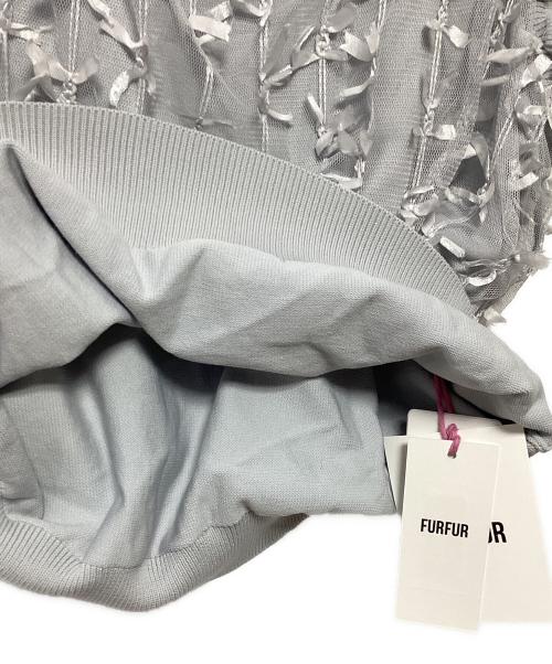 furfur（ファーファー）furfur (ファーファー) リボンマテリアルニットベスト グレー サイズ:Fの古着・服飾アイテム