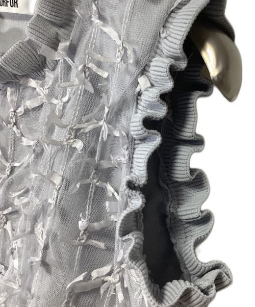 furfur（ファーファー）furfur (ファーファー) リボンマテリアルニットベスト グレー サイズ:Fの古着・服飾アイテム