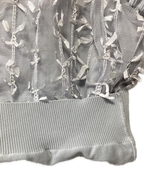 furfur（ファーファー）furfur (ファーファー) リボンマテリアルニットベスト グレー サイズ:Fの古着・服飾アイテム