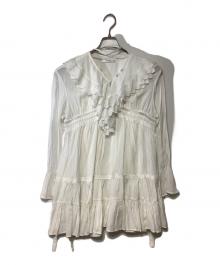 Snidel（スナイデル）の古着「コットンライクラッフルカラーチュニック」｜ホワイト