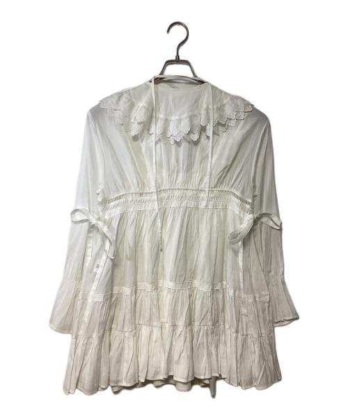 Snidel（スナイデル）Snidel (スナイデル) コットンライクラッフルカラーチュニック ホワイト サイズ:Fの古着・服飾アイテム