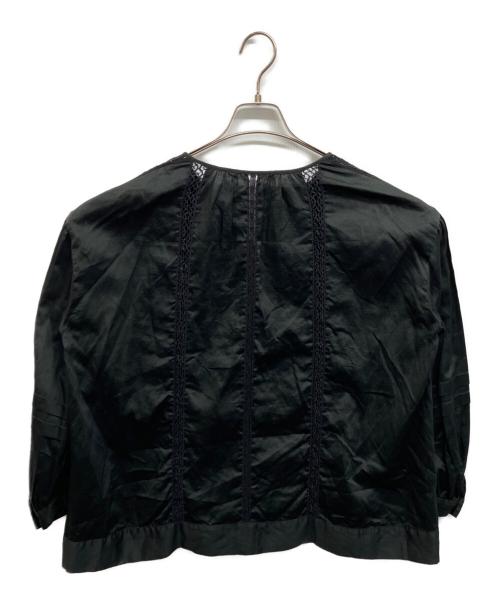 U PHORICA（ユーフォリカ）U PHORICA (ユーフォリカ) 80sコットンサテンギャザーブラウス ブラック サイズ:1の古着・服飾アイテム