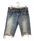 UNDERCOVERISMアンダーカバーイズム）の古着「デニムハーフパンツ　PURPLE期」｜ライトブルー