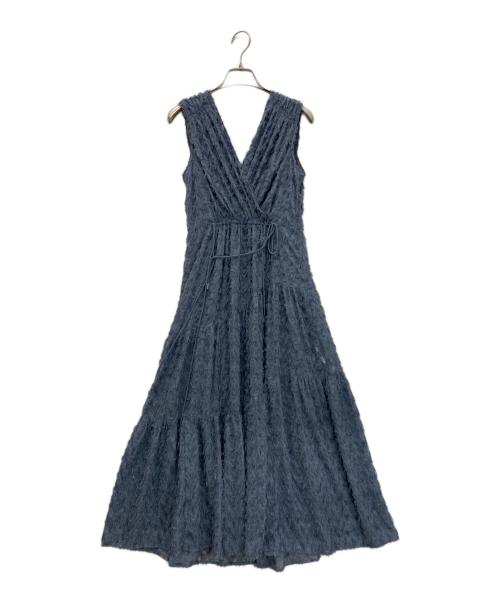FRAY ID（フレイ アイディー）FRAY ID (フレイ アイディー) フリンジジャガードカシュクールワンピース ブルー サイズ:00の古着・服飾アイテム