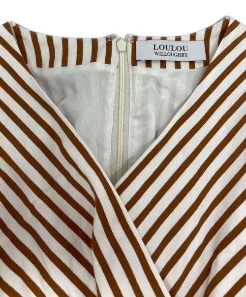 Loulou Willoughby（ルルウィルビー）Loulou Willoughby (ルルウィルビー) コードストライプカシュクールワンピース ブラウン サイズ:1 未使用品の古着・服飾アイテム