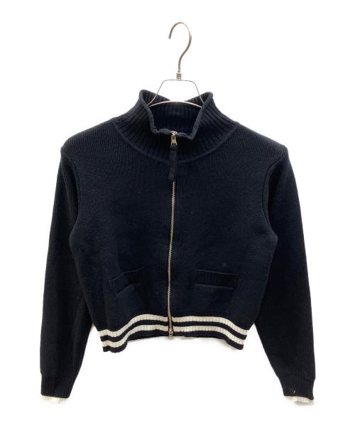 Matin Kim（マーティン・キム）Matin Kim (マーティン・キム) Spell Point Stripe Knit Cardigan ニットカーディガン ブラック サイズ:Ｓの古着・服飾アイテム