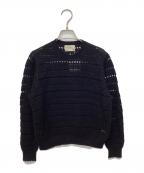 UNITED ARROWSユナイテッドアローズ）の古着「クロシェ風 スカラップ ニット プルオーバー」｜ブラック