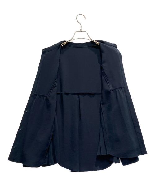 SHIPS（シップス）SHIPS (シップス) ストレッチ ジョーゼット プリーツ ブラウス ネイビー サイズ:M 未使用品の古着・服飾アイテム