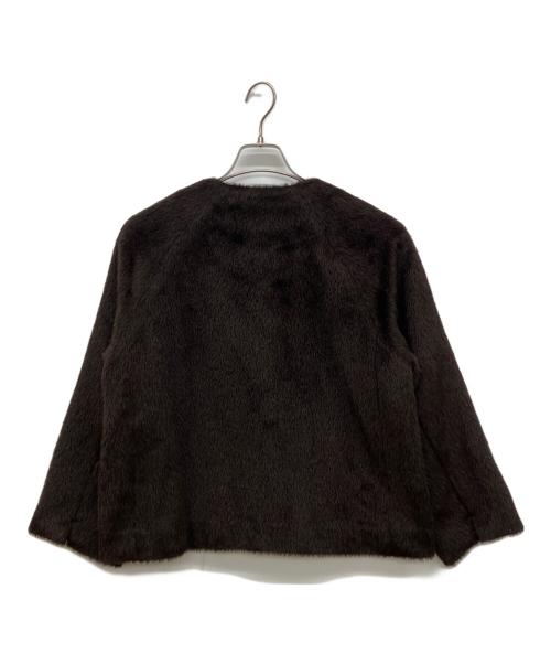 NOMBRE IMPAIR（ノンブルアンペール）NOMBRE IMPAIR (ノンブルアンペール) アルパカ ウール シャギー ノーカラー ジャケット ブラウン サイズ:Freeの古着・服飾アイテム