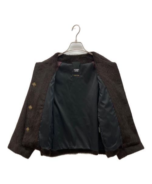 NOMBRE IMPAIR（ノンブルアンペール）NOMBRE IMPAIR (ノンブルアンペール) アルパカ ウール シャギー ノーカラー ジャケット ブラウン サイズ:Freeの古着・服飾アイテム