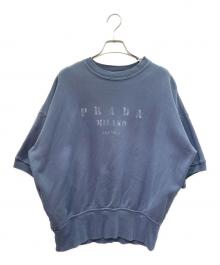 PRADA（プラダ）の古着「半袖ロゴコットンスウェットシャツ」｜ブルー