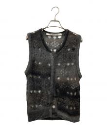 PERVERZE（パーバーズ）の古着「モヘア混クラッシュニットベスト」｜チャコールグレー