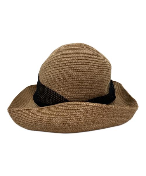 mature ha.（マチュアーハ）mature ha. (マチュアーハ) BOXED HAT 11cm brim mesh ribbon ハット ブラウン×ブラックの古着・服飾アイテム